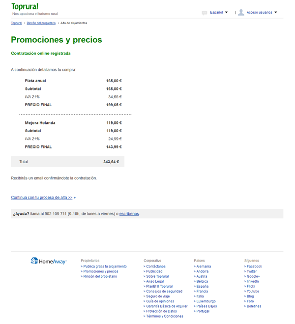 proceso de alta toprural